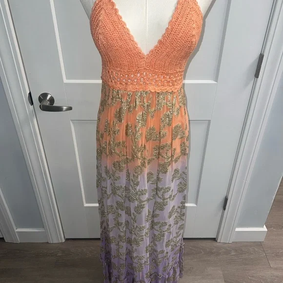 MISS JUNE dress! Worn one time. $245 Elegant Gold and ombré colored. Stunning! - Picture 6 of 11